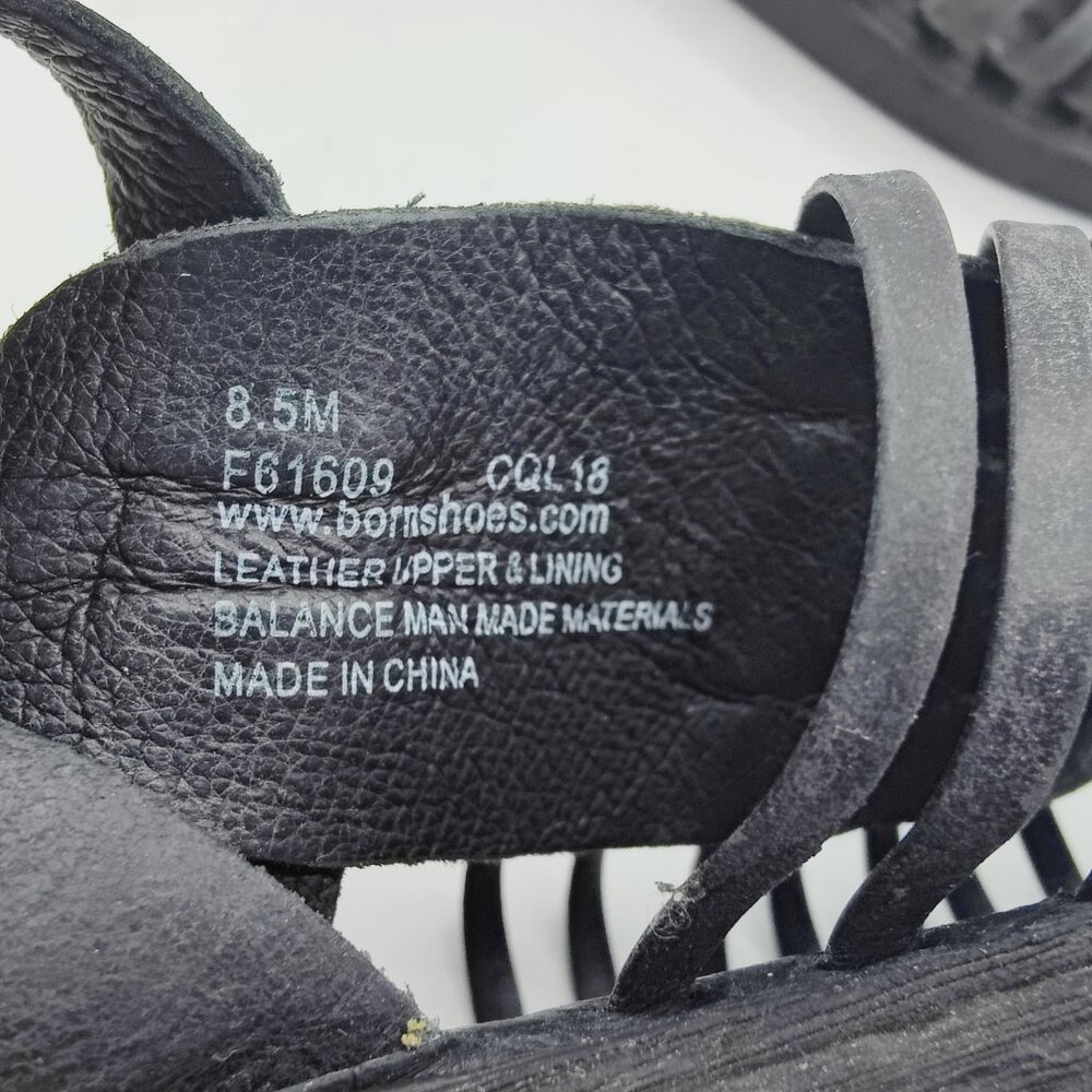 BORN womens 8.5M Santiam Huarache Black Strappy Leather Sandal - Picture 10 of 11